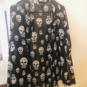 Sheer skull button up shirt!